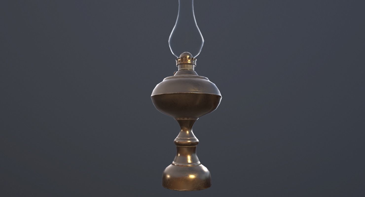 Lantern- PBR Game Ready oil lamp Low-poly 3D model_7