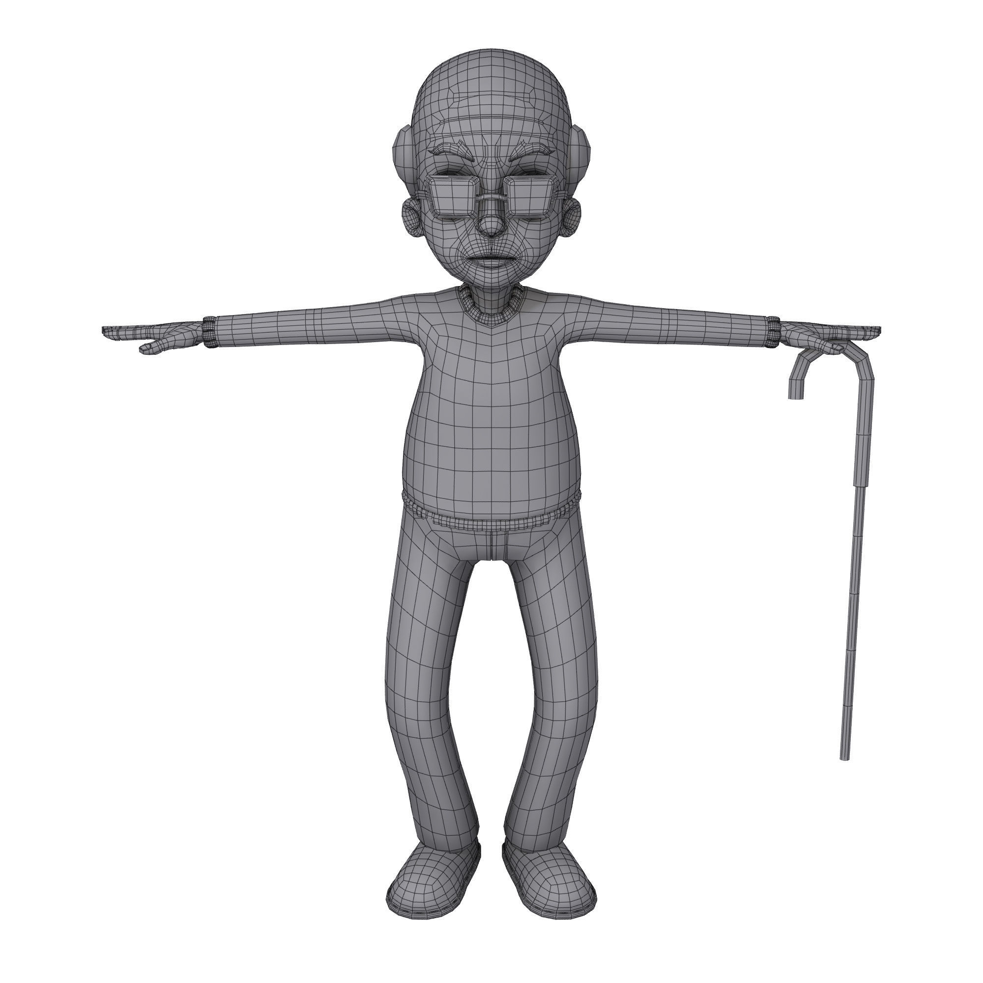 Cartoon Old Man 3D model_6