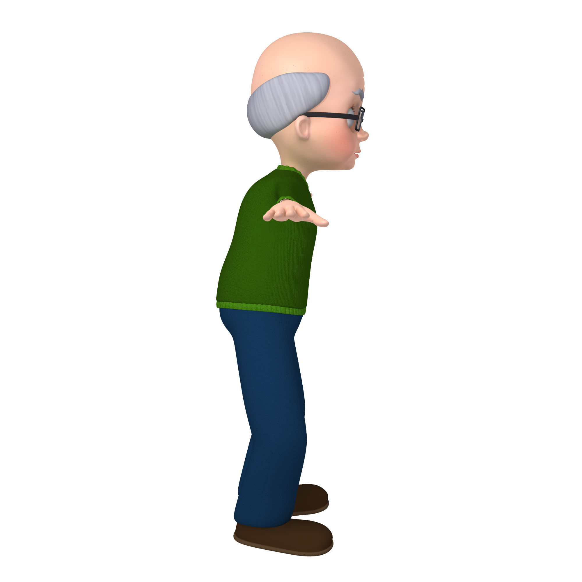 Cartoon Old Man 3D model_1