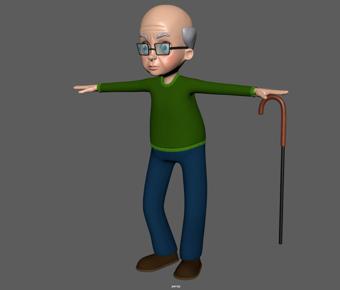 Cartoon Old Man 3D model_12