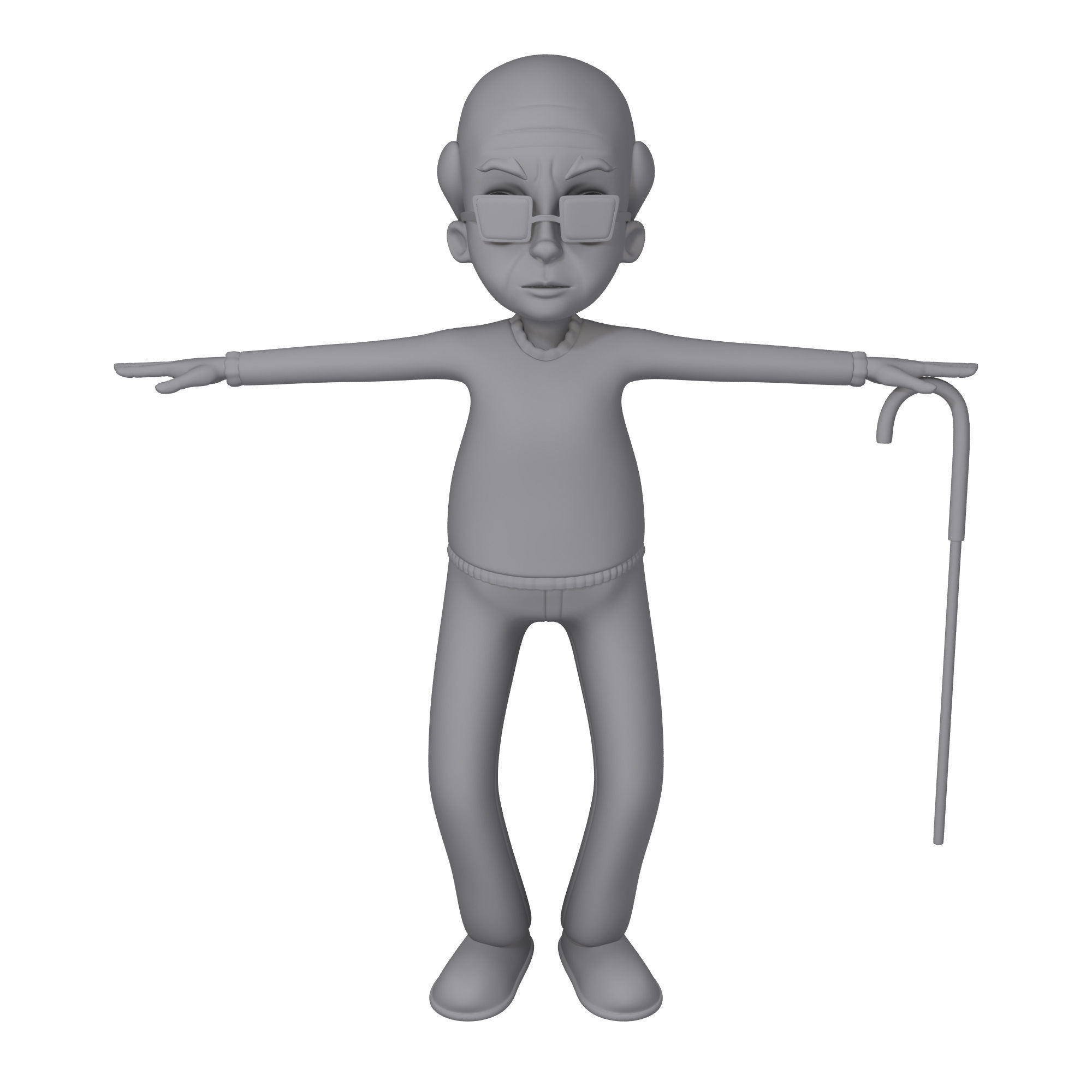 Cartoon Old Man 3D model_3