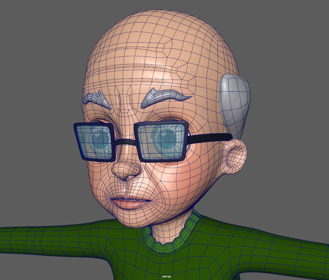Cartoon Old Man 3D model_14