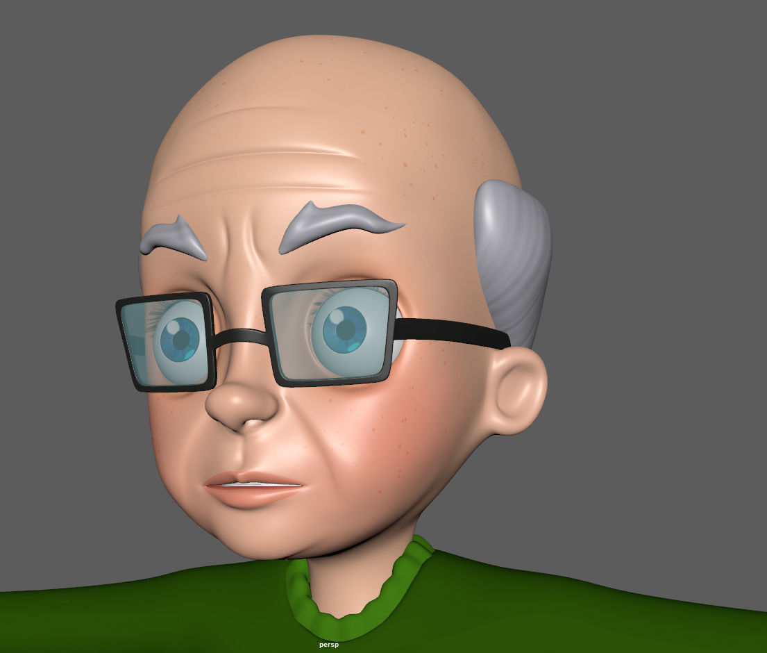 Cartoon Old Man 3D model_16