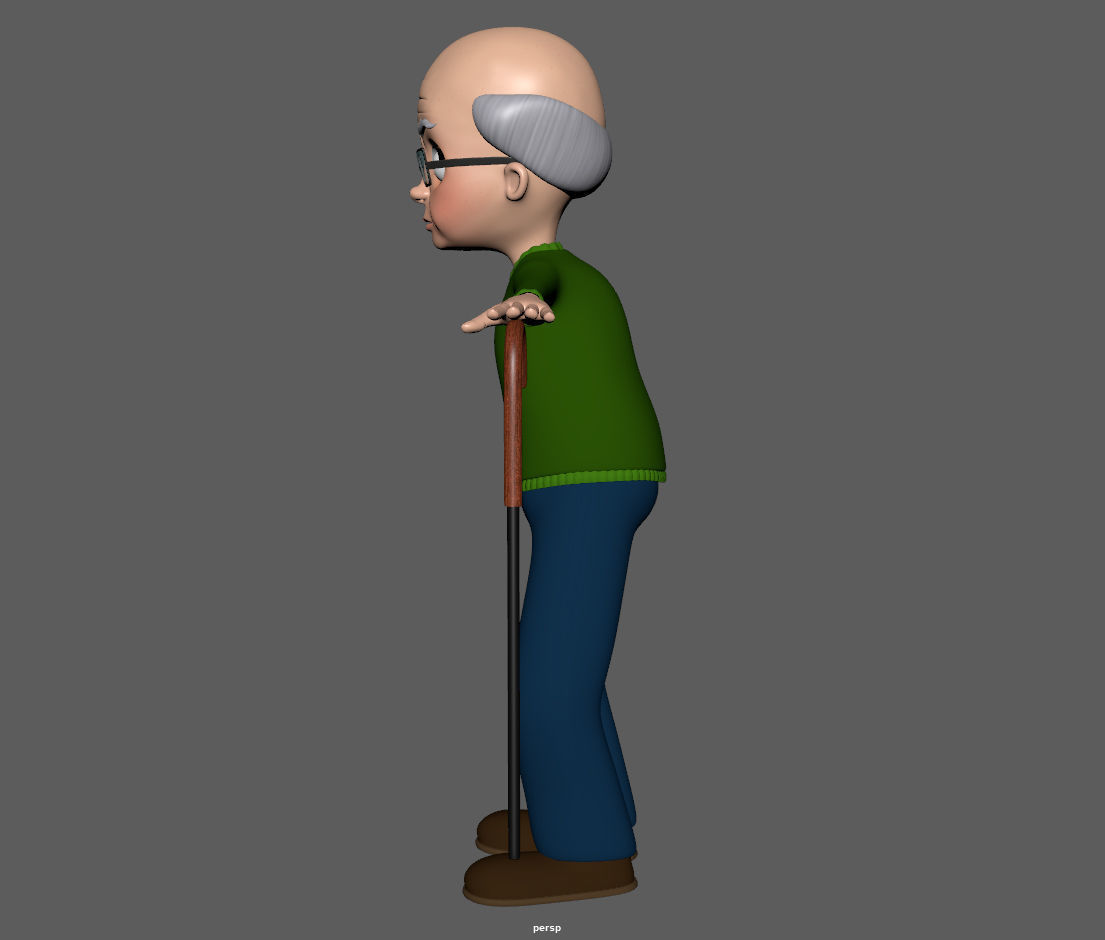 Cartoon Old Man 3D model_10