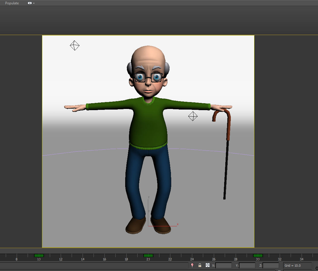 Cartoon Old Man 3D model_22