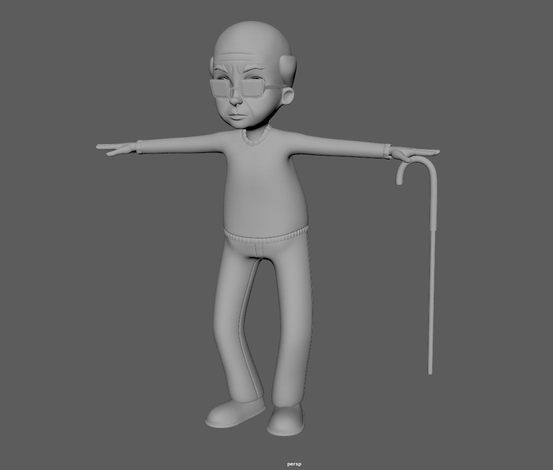 Cartoon Old Man 3D model_19