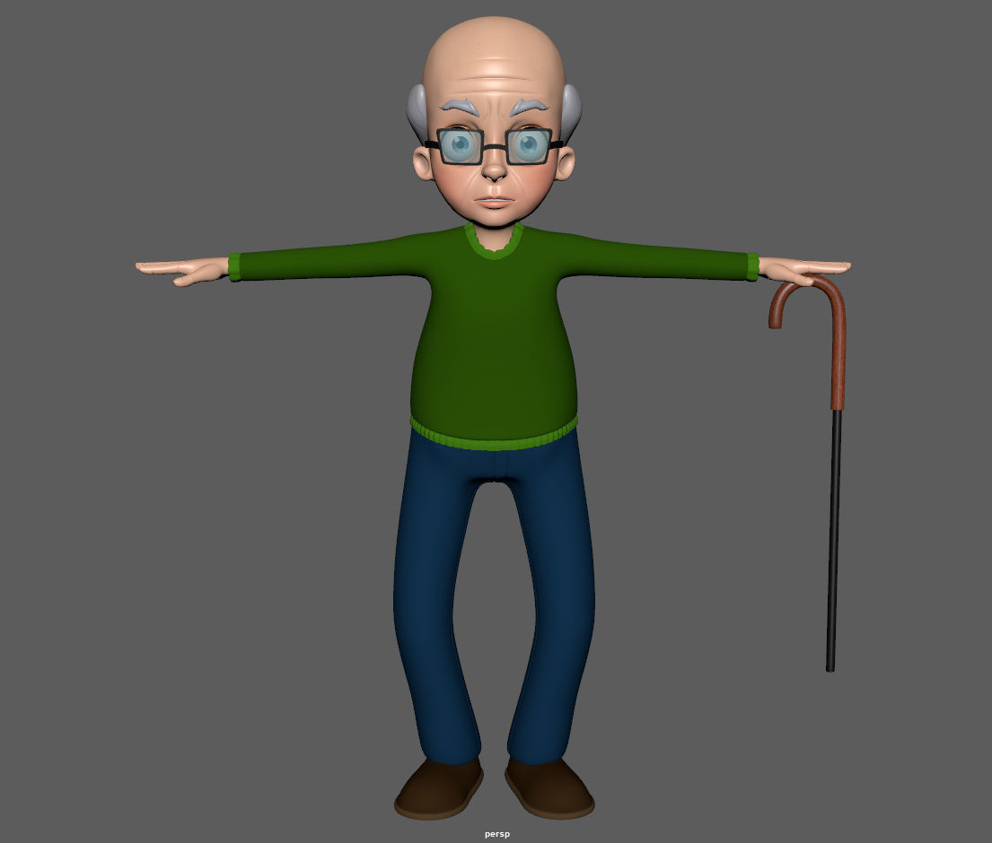 Cartoon Old Man 3D model_9