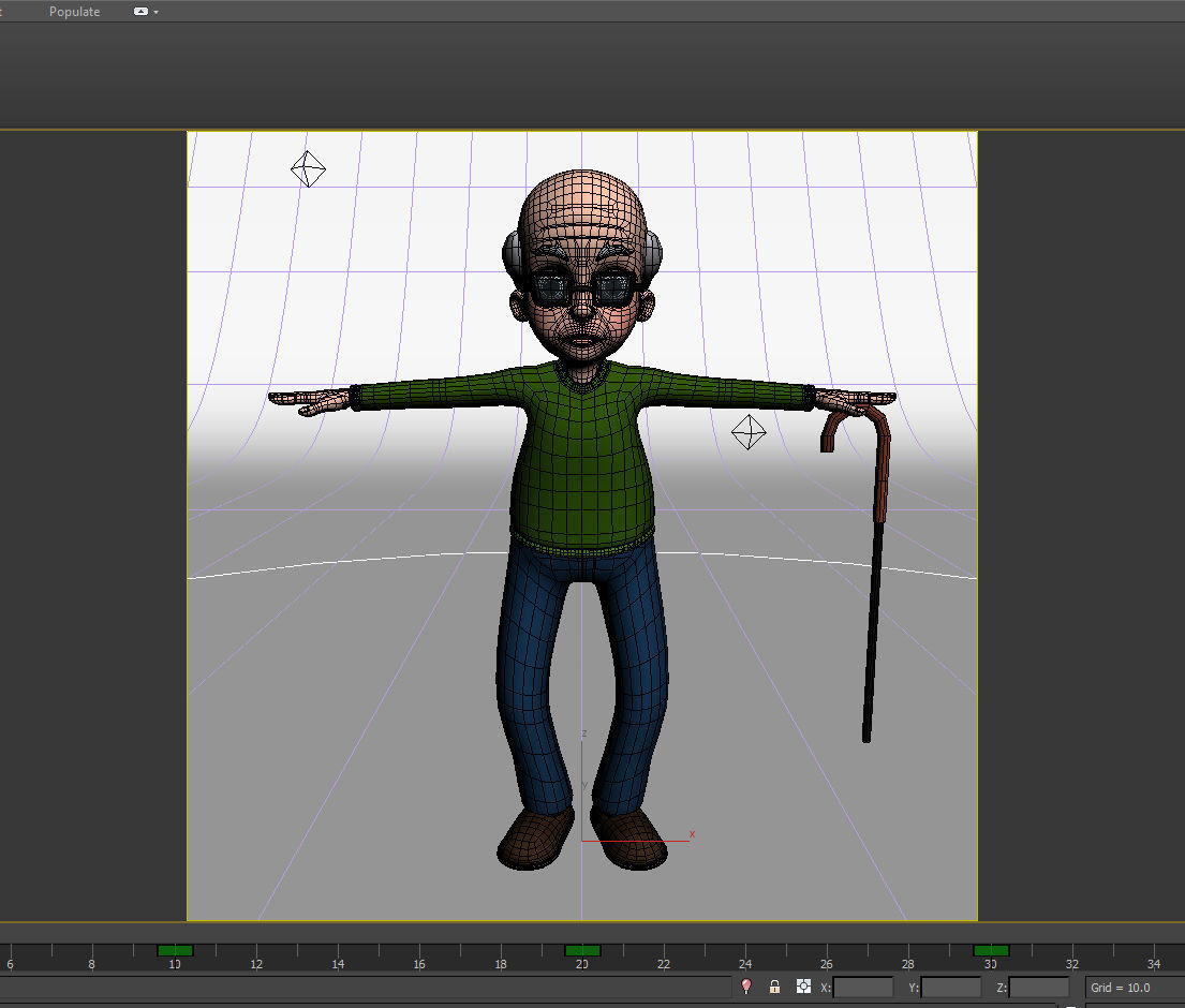 Cartoon Old Man 3D model_23