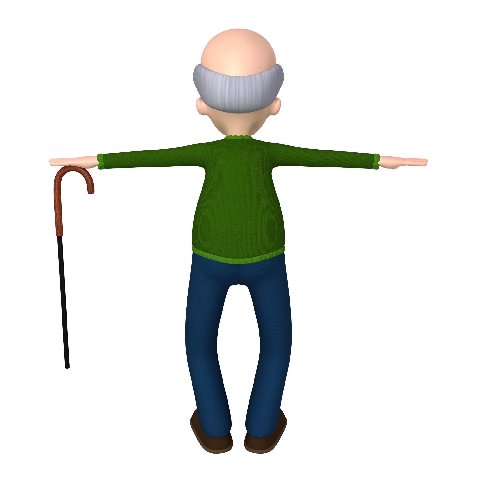 Cartoon Old Man 3D model_2