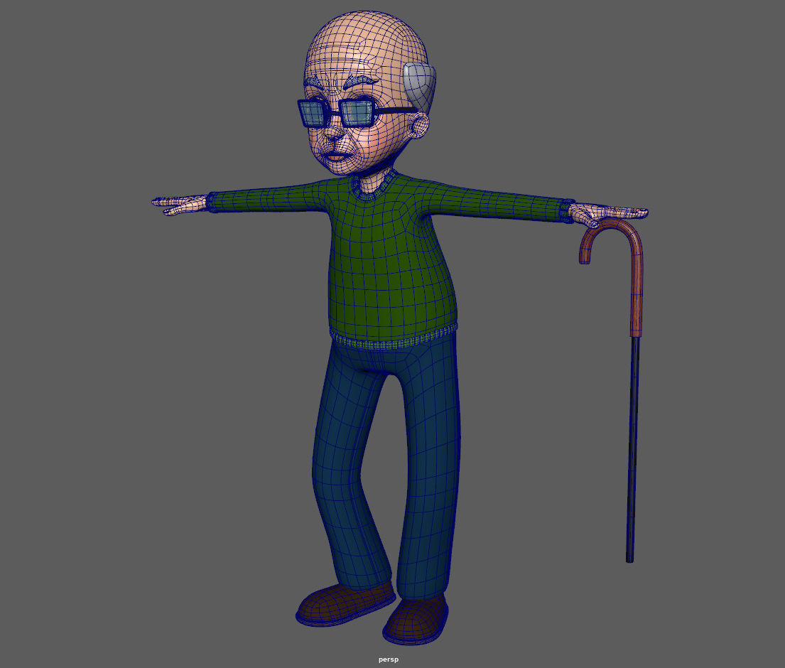 Cartoon Old Man 3D model_13