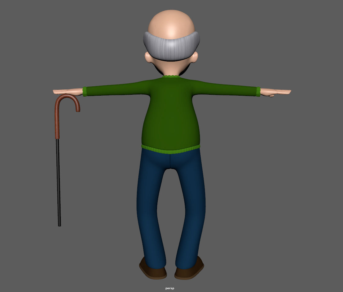 Cartoon Old Man 3D model_11