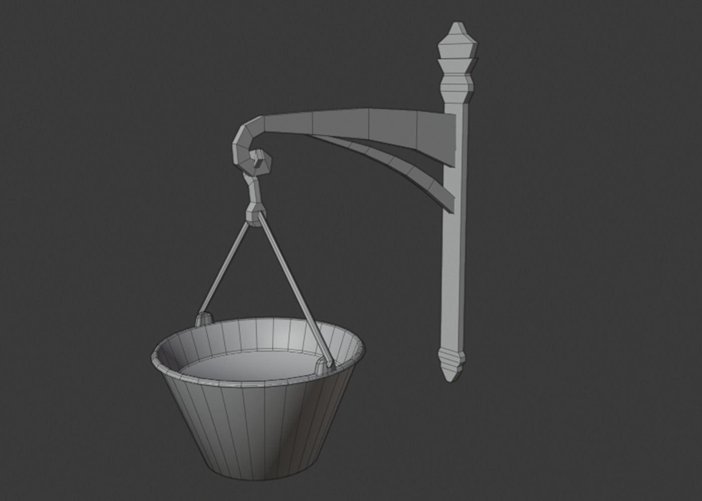 Fern in Hanging Pot Low-poly 3D model_7