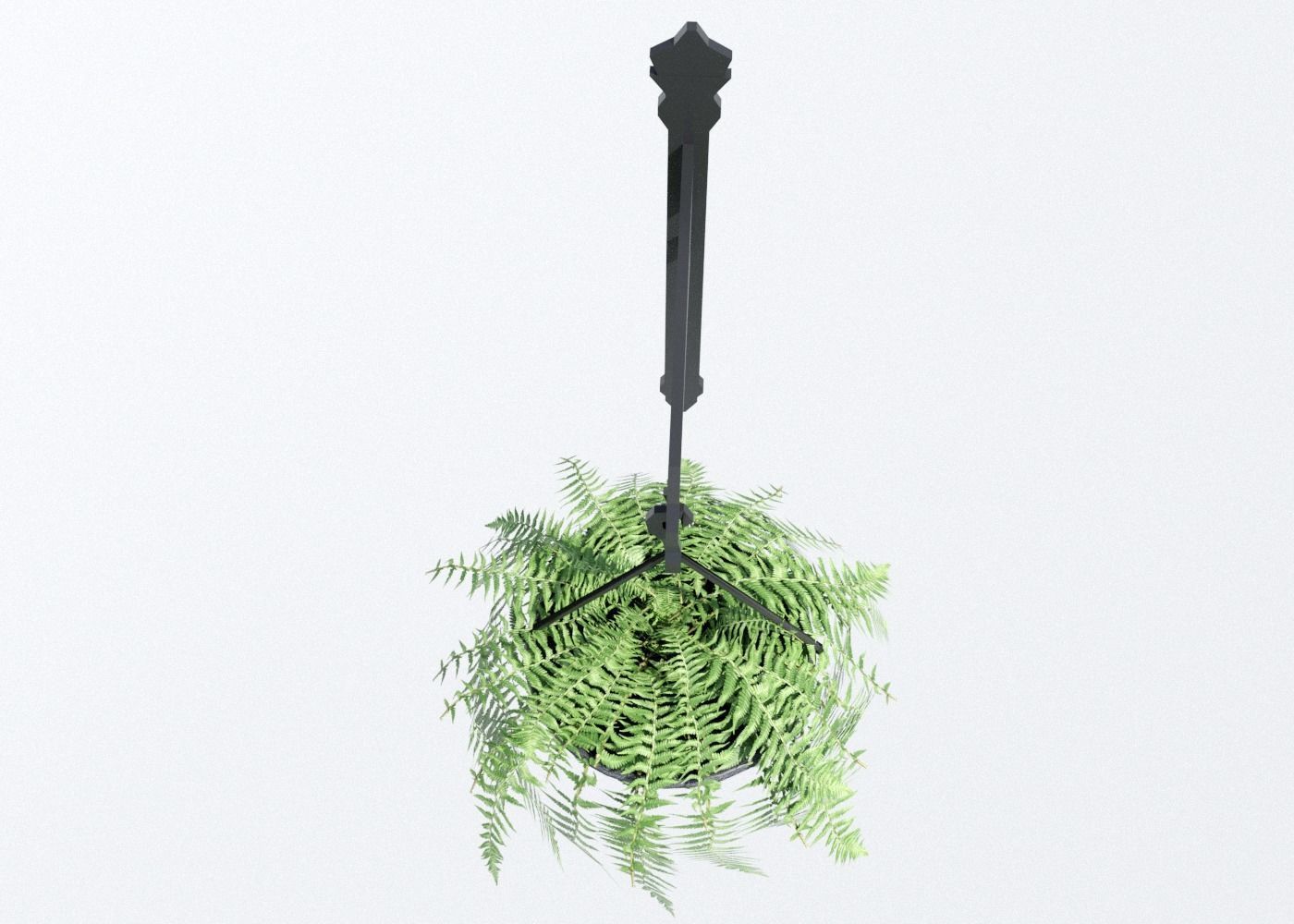 Fern in Hanging Pot Low-poly 3D model_4