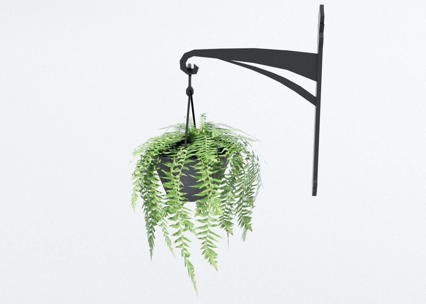 Fern in Hanging Pot Low-poly 3D model_3