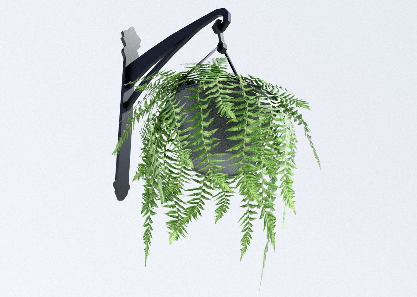 Fern in Hanging Pot Low-poly 3D model_1