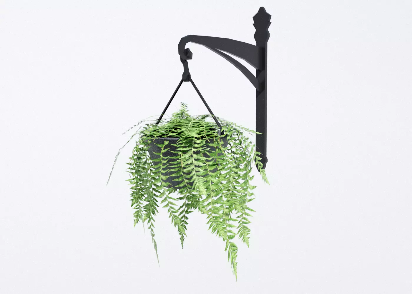 Fern in Hanging Pot Low-poly 3D model_0