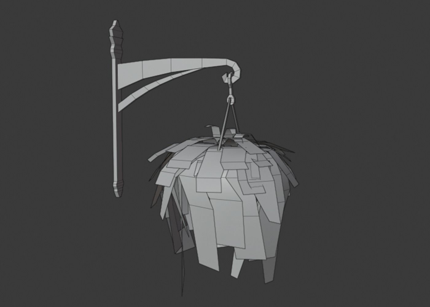 Fern in Hanging Pot Low-poly 3D model_5