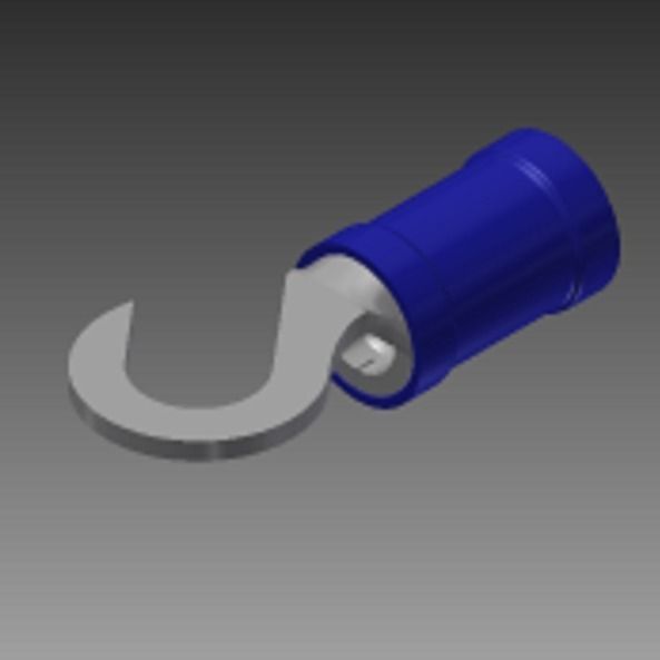 thirteen sixty-fourth hook blue solderless wire terminal Free 3D model_0