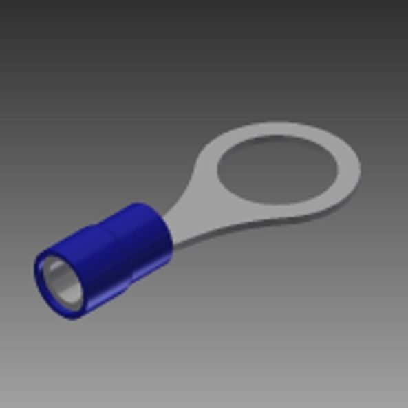 twenty-five sixty-fourth round blue wire terminal Free 3D model