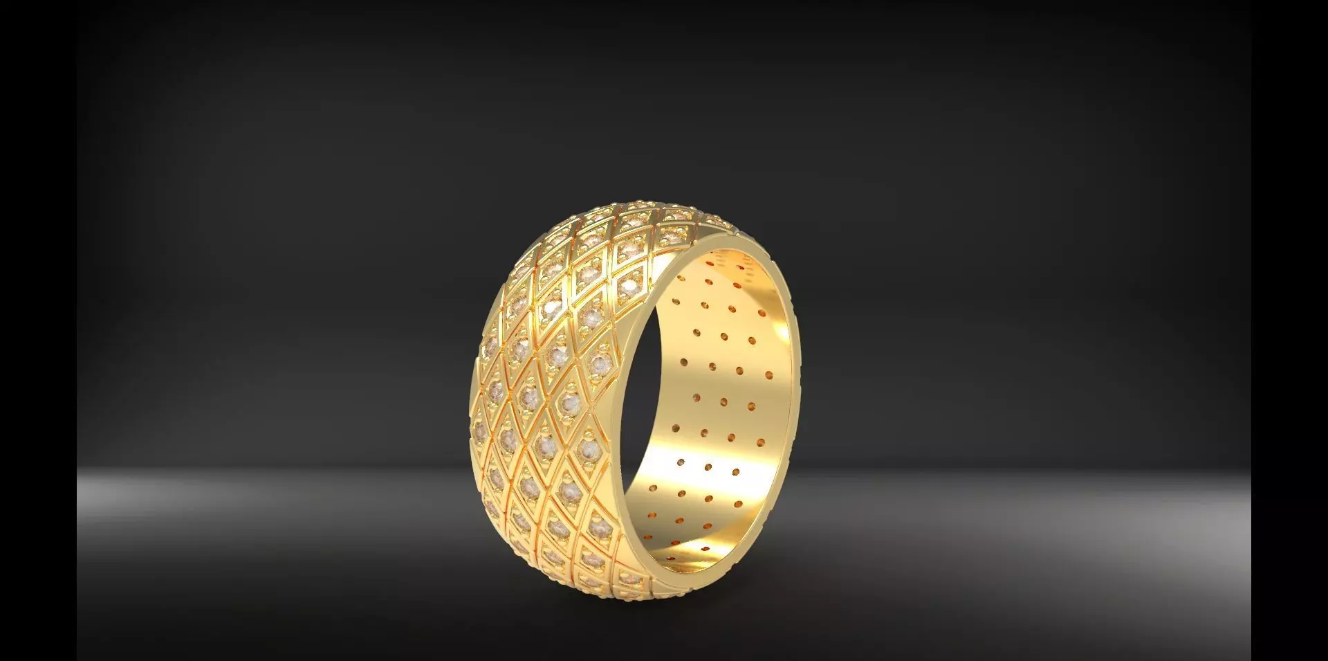 Rich ring with beautiful stones 3D model_0