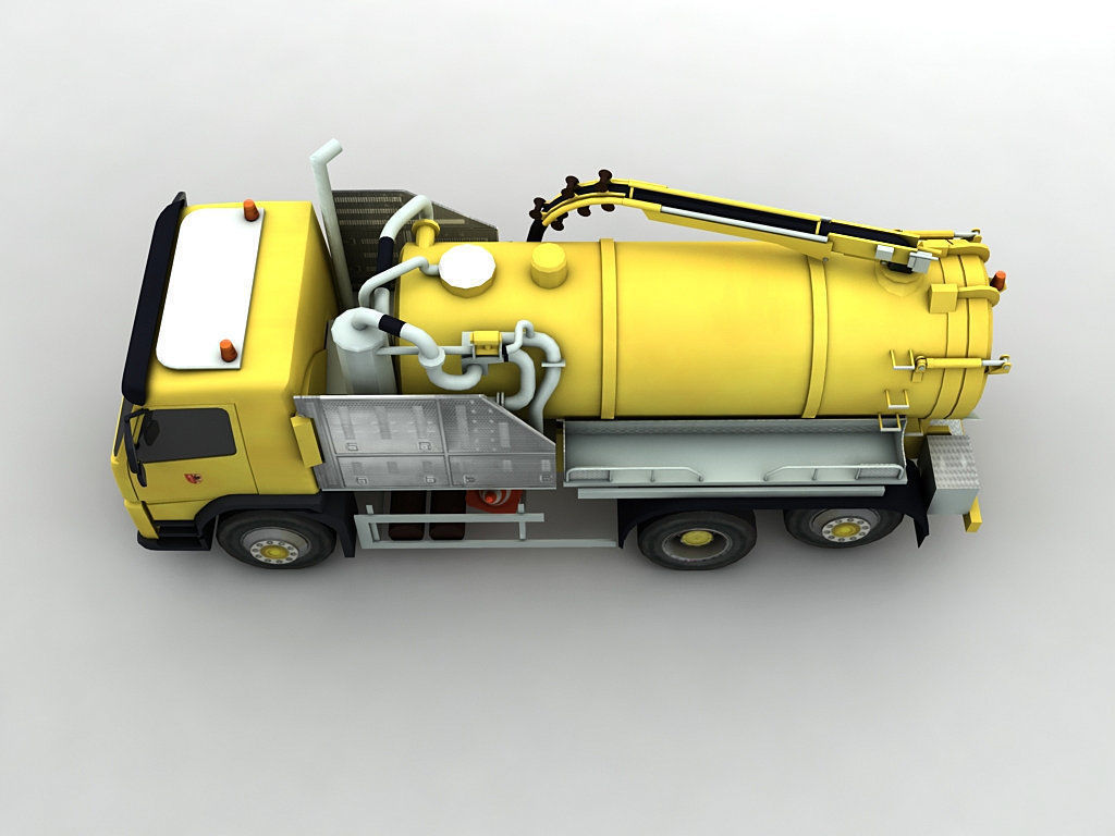 Industrial Vacuum Truck Volvo Low-poly 3D model_2