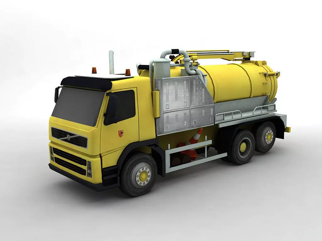 Industrial Vacuum Truck Volvo Low-poly 3D model_0