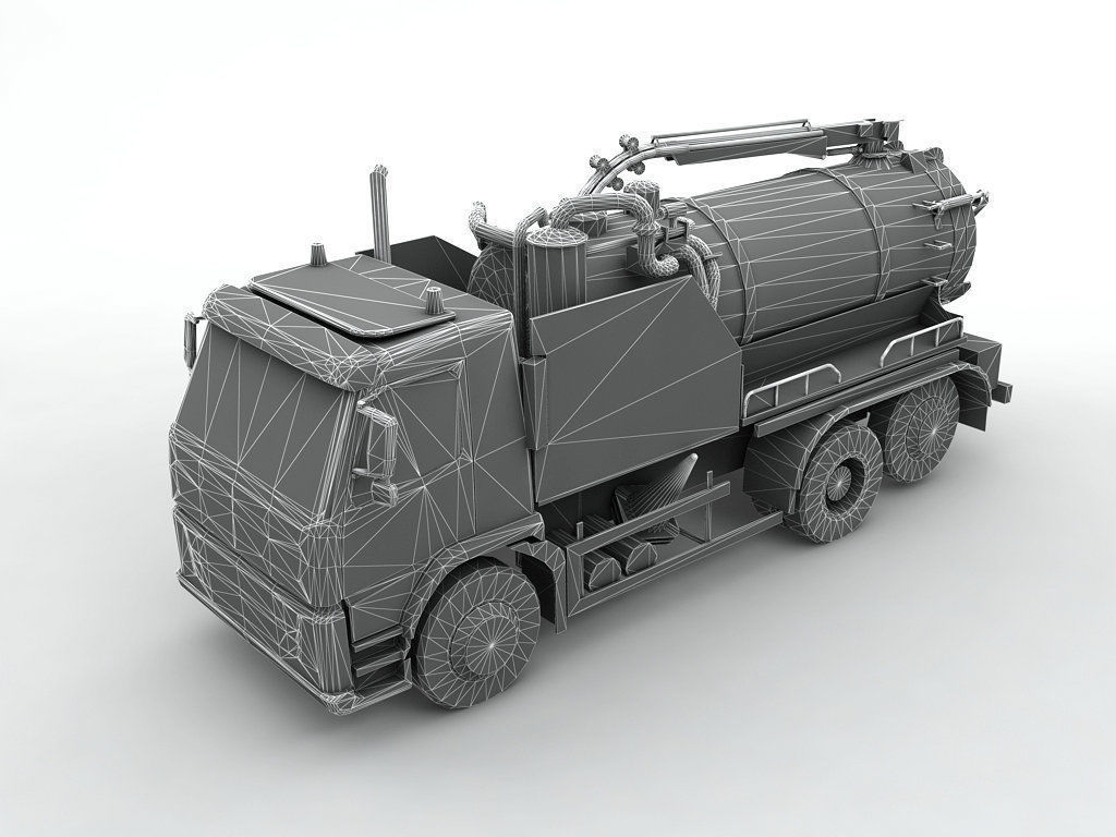 Industrial Vacuum Truck Volvo Low-poly 3D model_3
