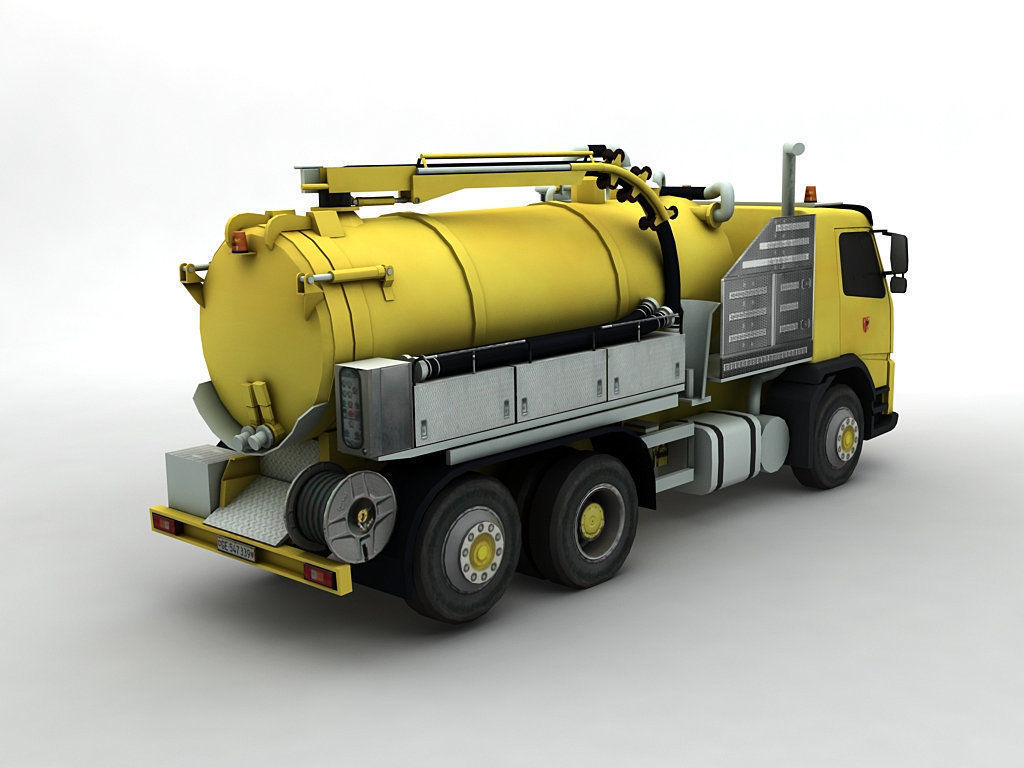 Industrial Vacuum Truck Volvo Low-poly 3D model_1