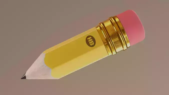 Realistic pencil with scratches Free 3D model