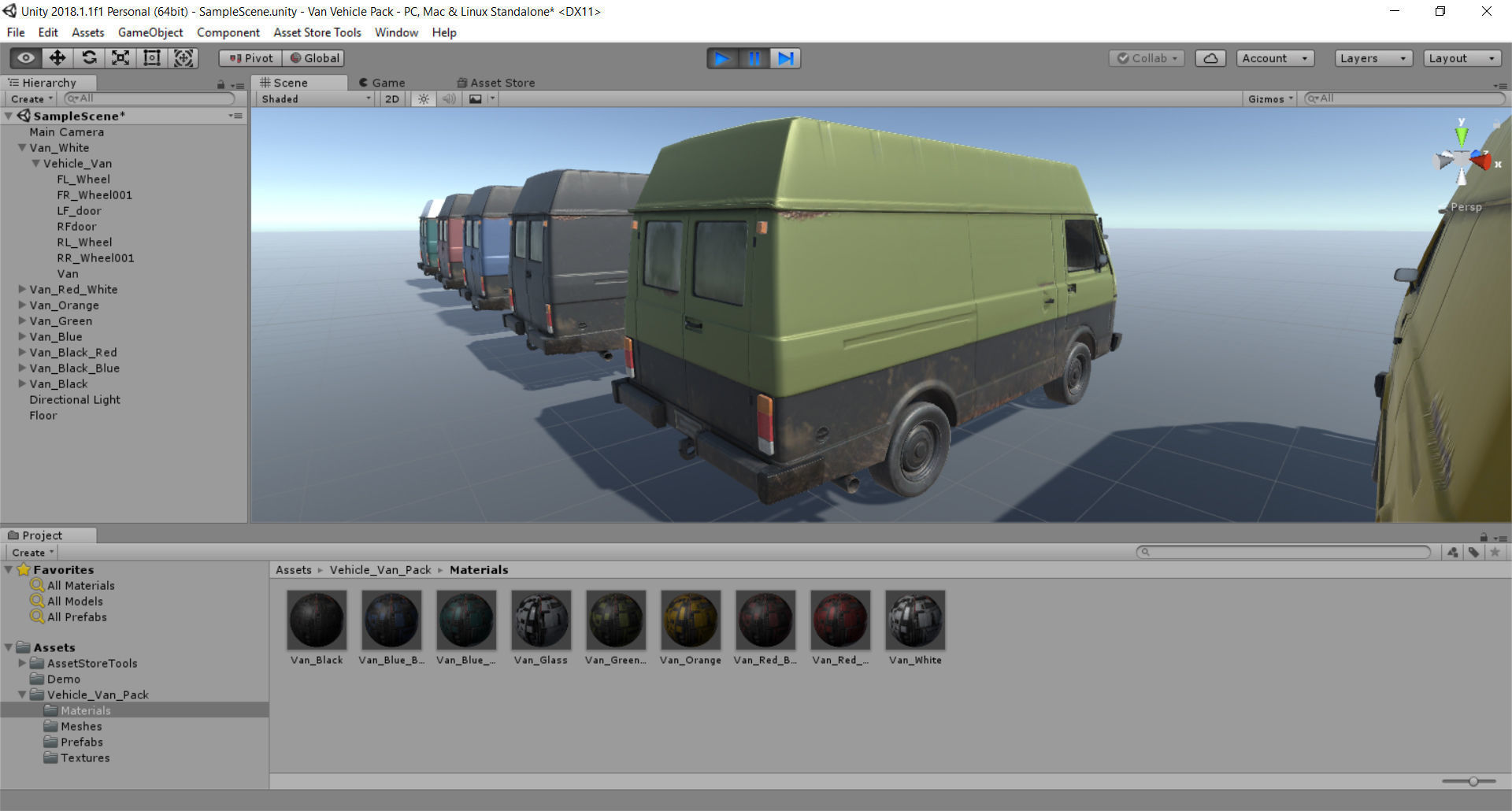 Van Vehicle Pack for Unity 3D Low-poly 3D model_8