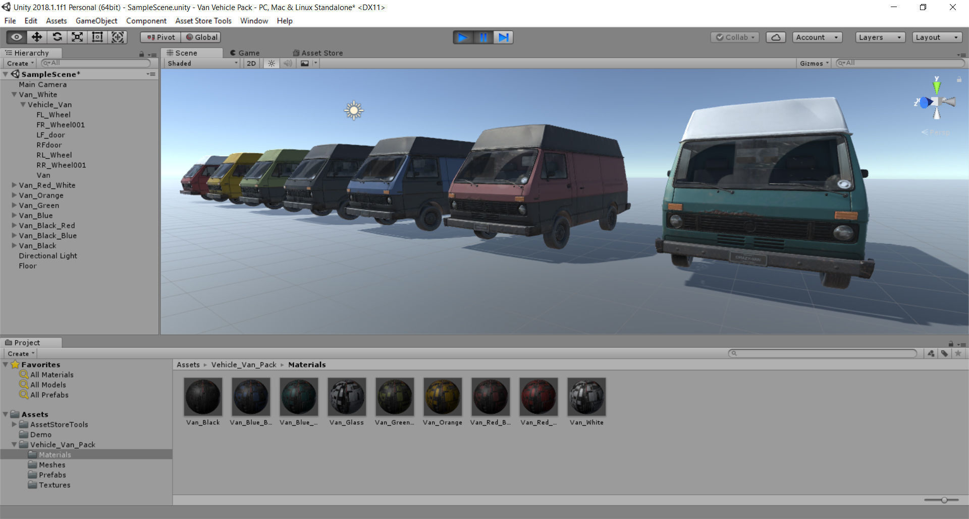 Van Vehicle Pack for Unity 3D Low-poly 3D model_6