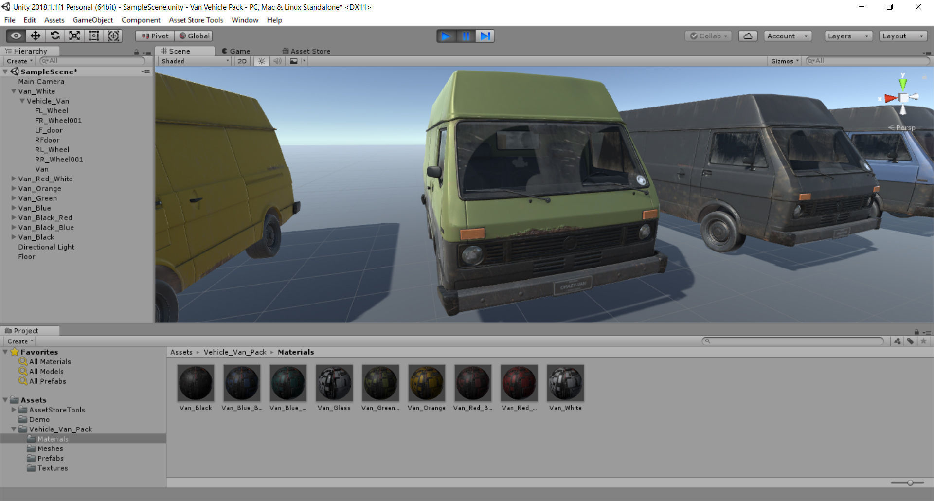 Van Vehicle Pack for Unity 3D Low-poly 3D model_7