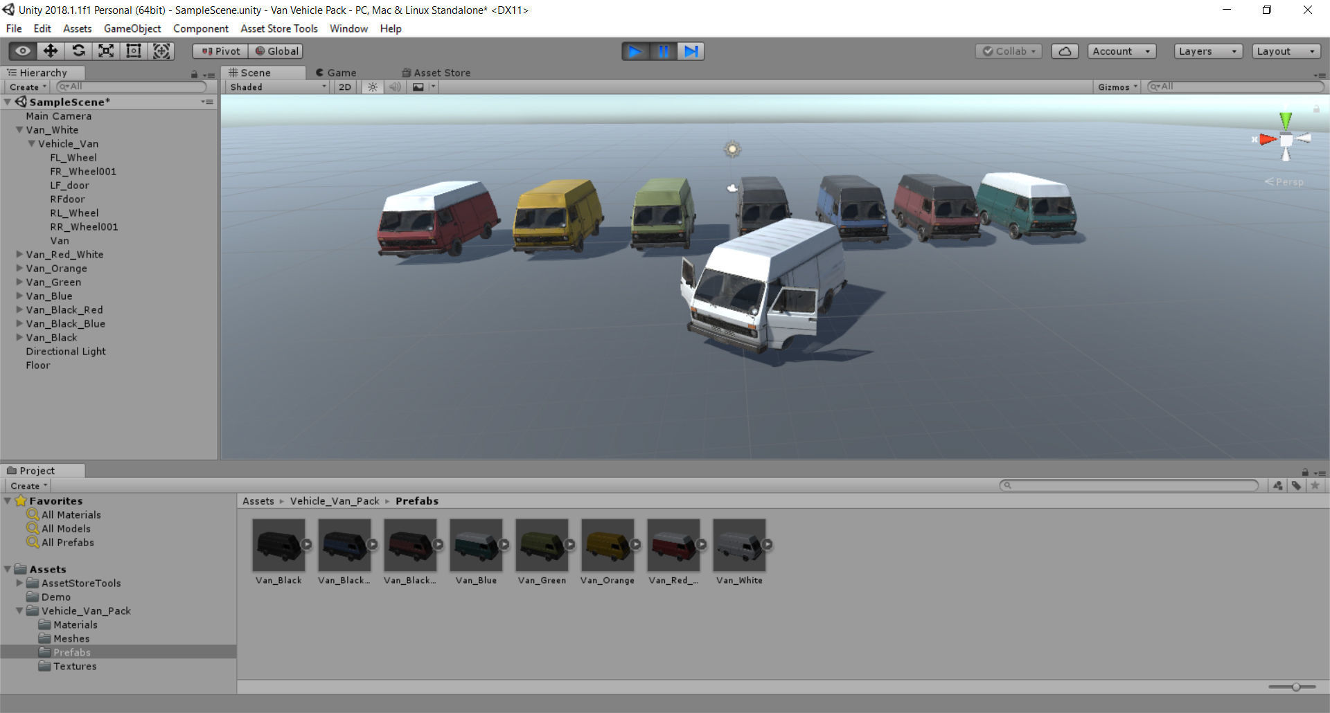 Van Vehicle Pack for Unity 3D Low-poly 3D model_2