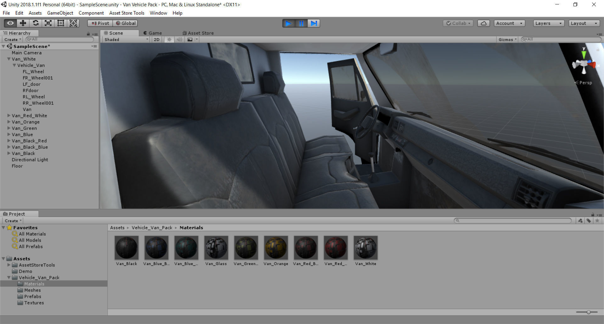 Van Vehicle Pack for Unity 3D Low-poly 3D model_5