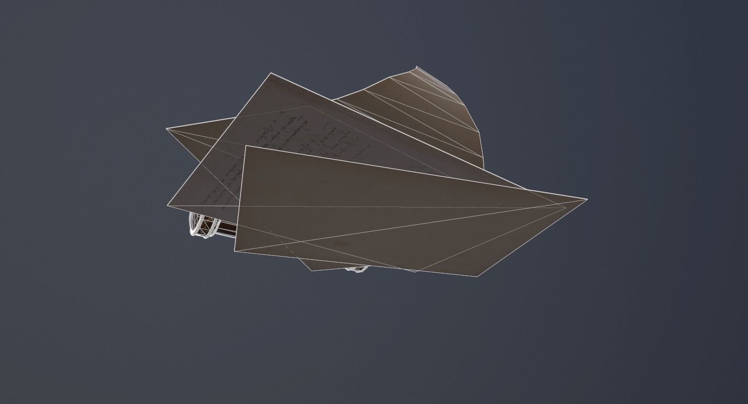 Scroll Game Ready and pen Low-poly 3D model_14