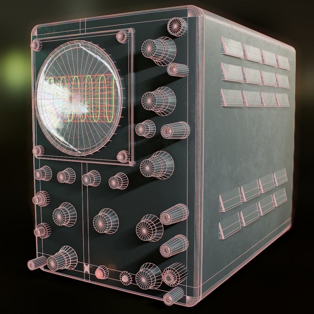 Oscilloscope video game asset Low-poly 3D model_5