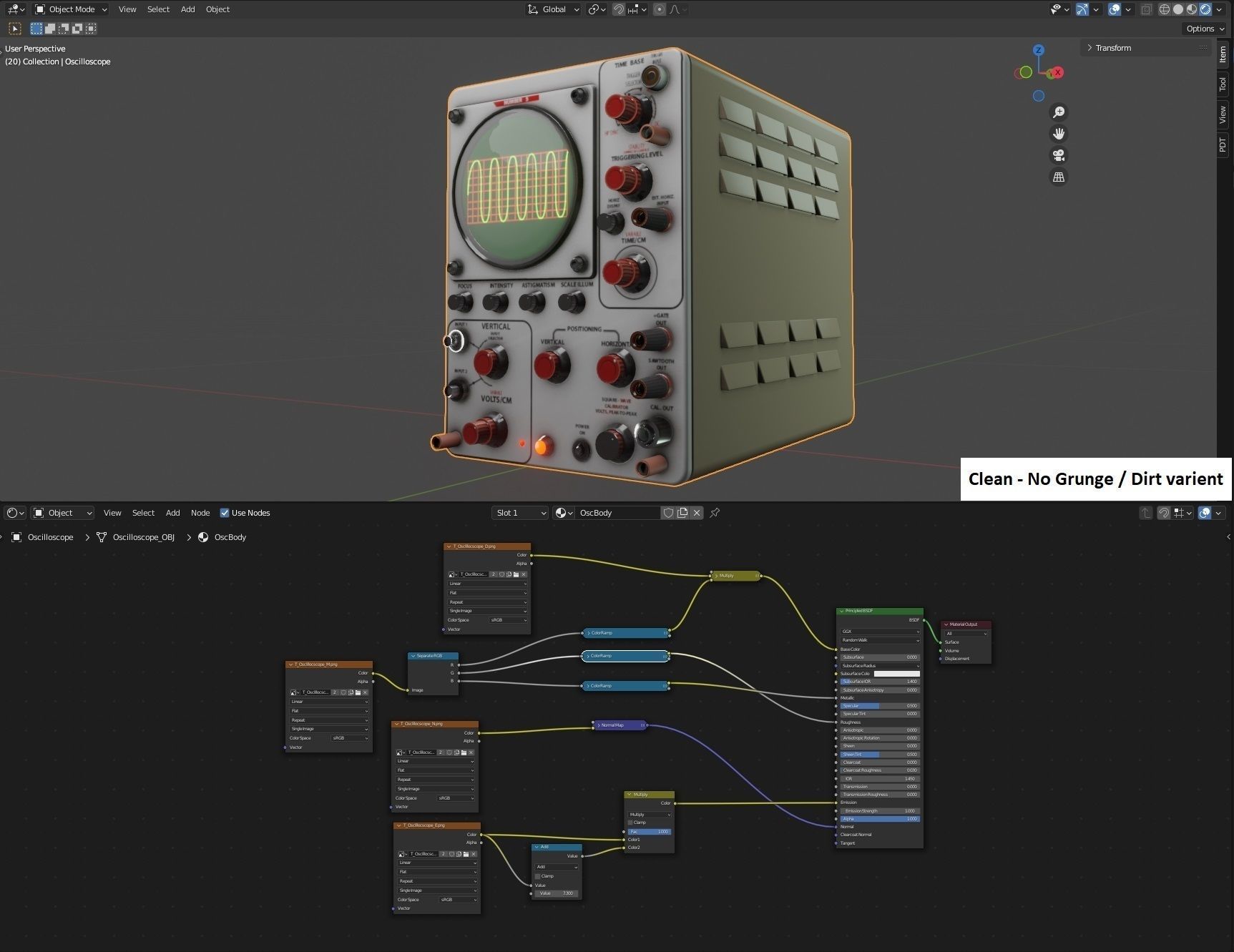 Oscilloscope video game asset Low-poly 3D model_2