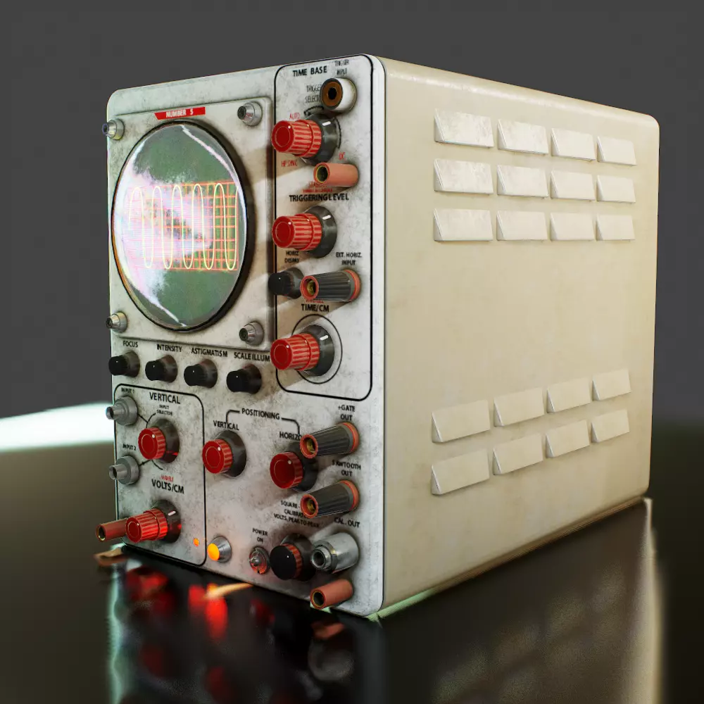Oscilloscope video game asset Low-poly 3D model_0