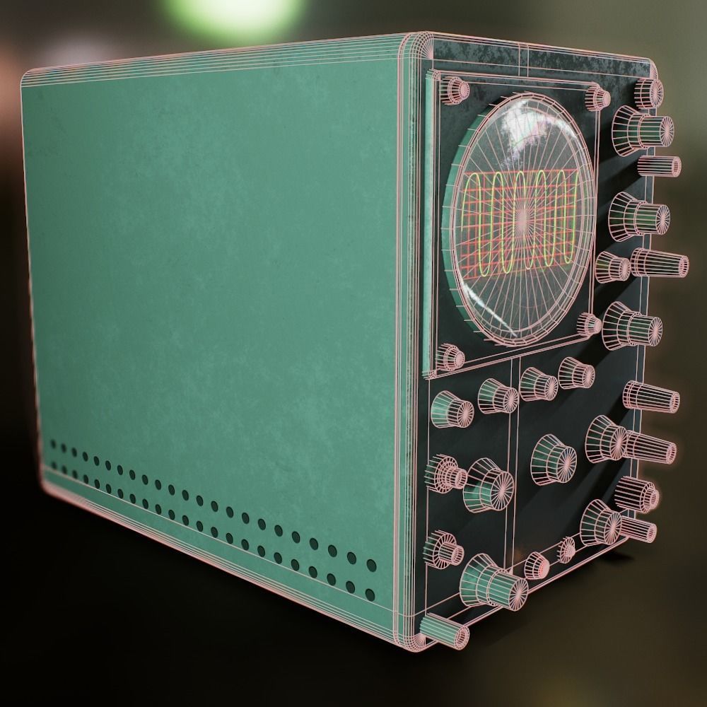 Oscilloscope video game asset Low-poly 3D model_6