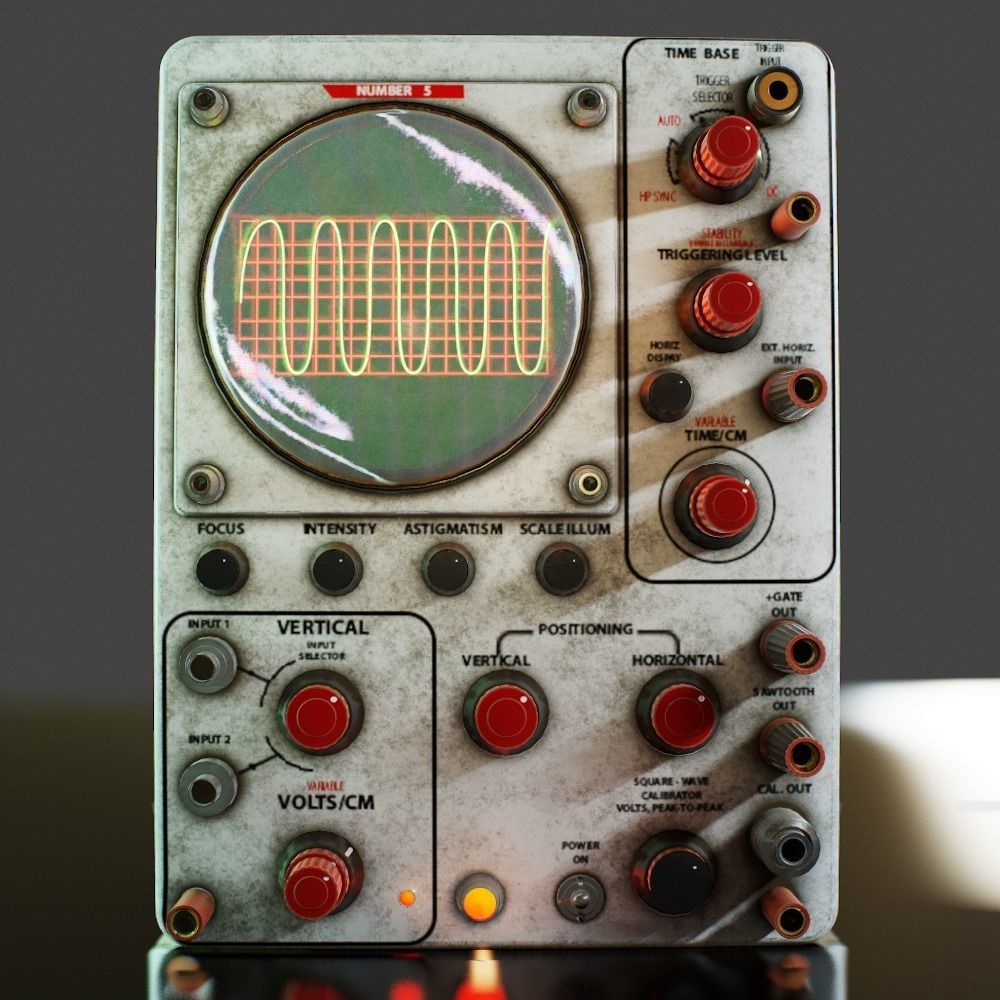 Oscilloscope video game asset Low-poly 3D model_4