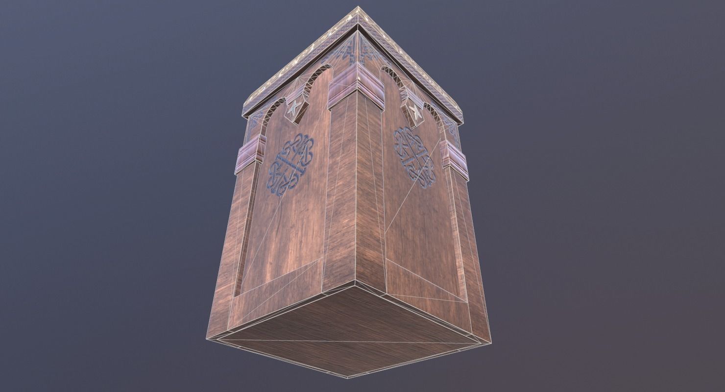 Stool Game Ready wooden prayer box Low-poly 3D model_10