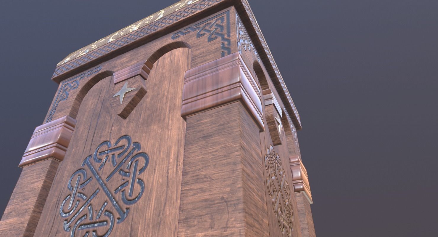 Stool Game Ready wooden prayer box Low-poly 3D model_13