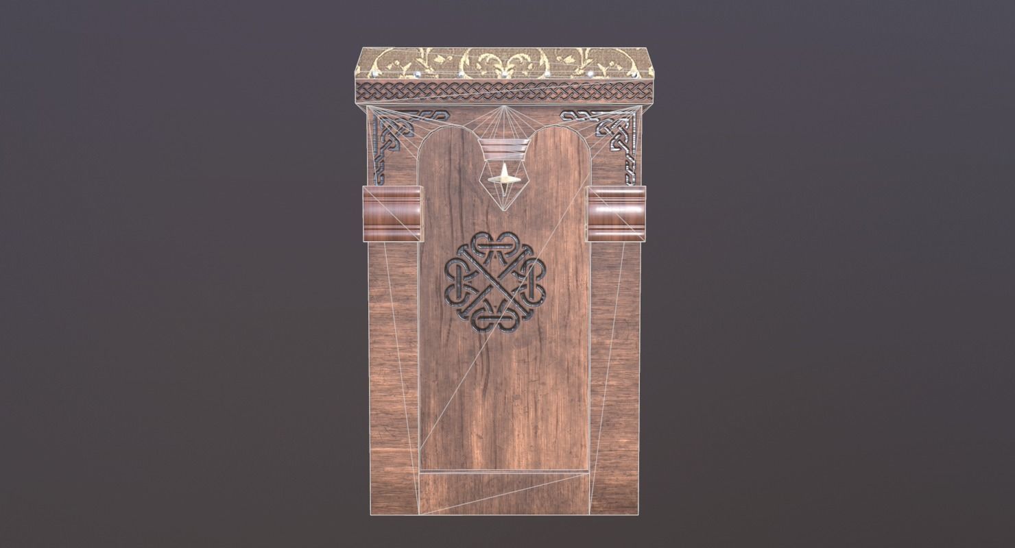 Stool Game Ready wooden prayer box Low-poly 3D model_7