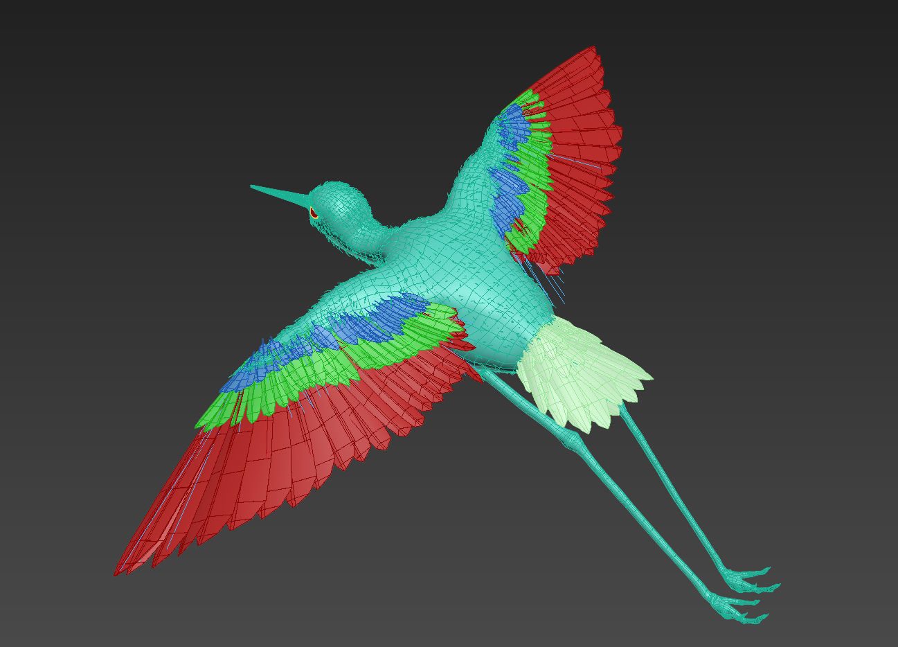 Realistic Stilt rigged bird with feather 3D model_14