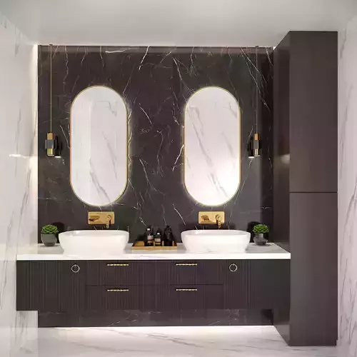 Black and White and gold Bathroom with multi texture