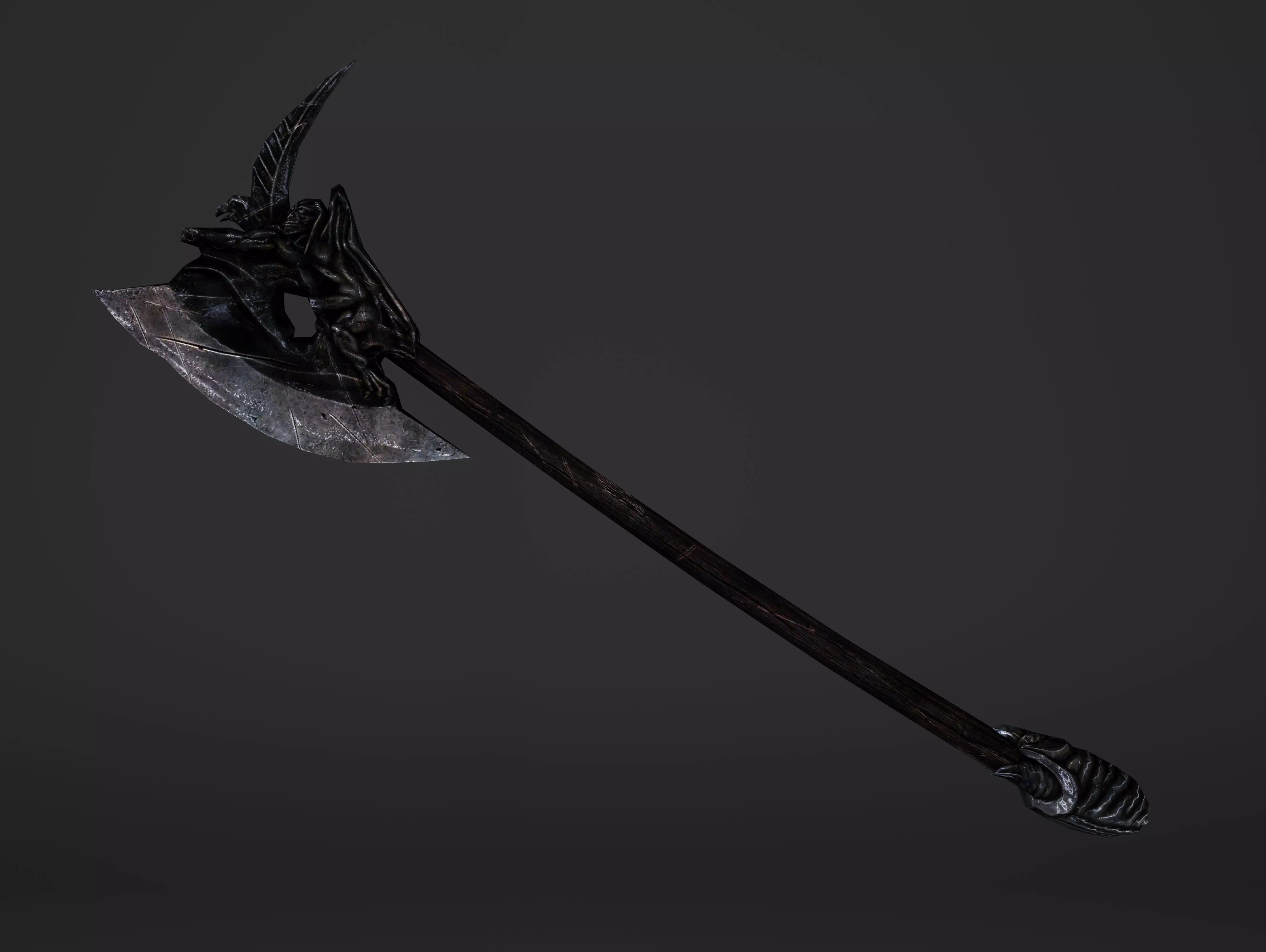 Two Handed Battleaxe Low-poly 3D model_0