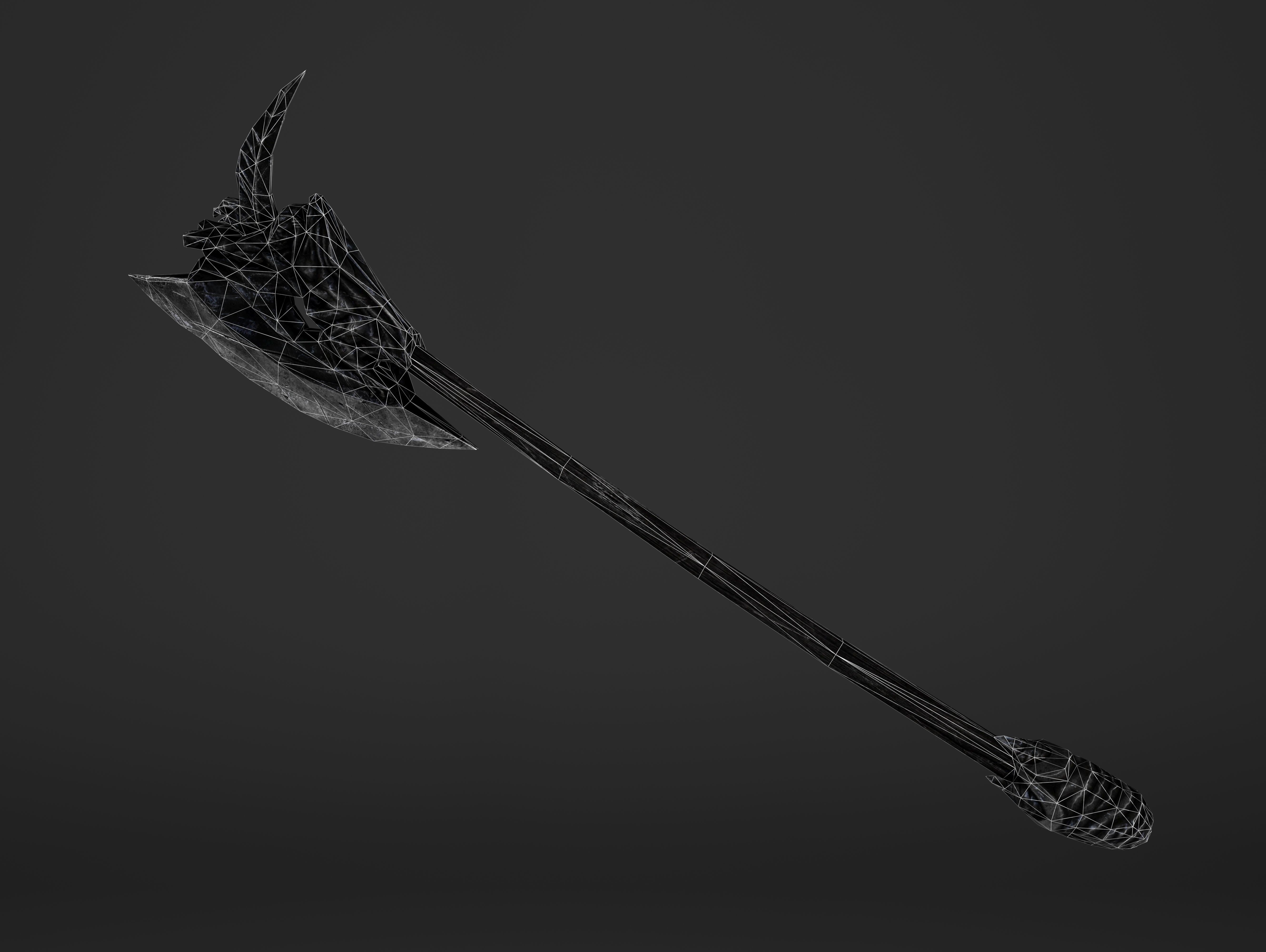 Two Handed Battleaxe Low-poly 3D model_19