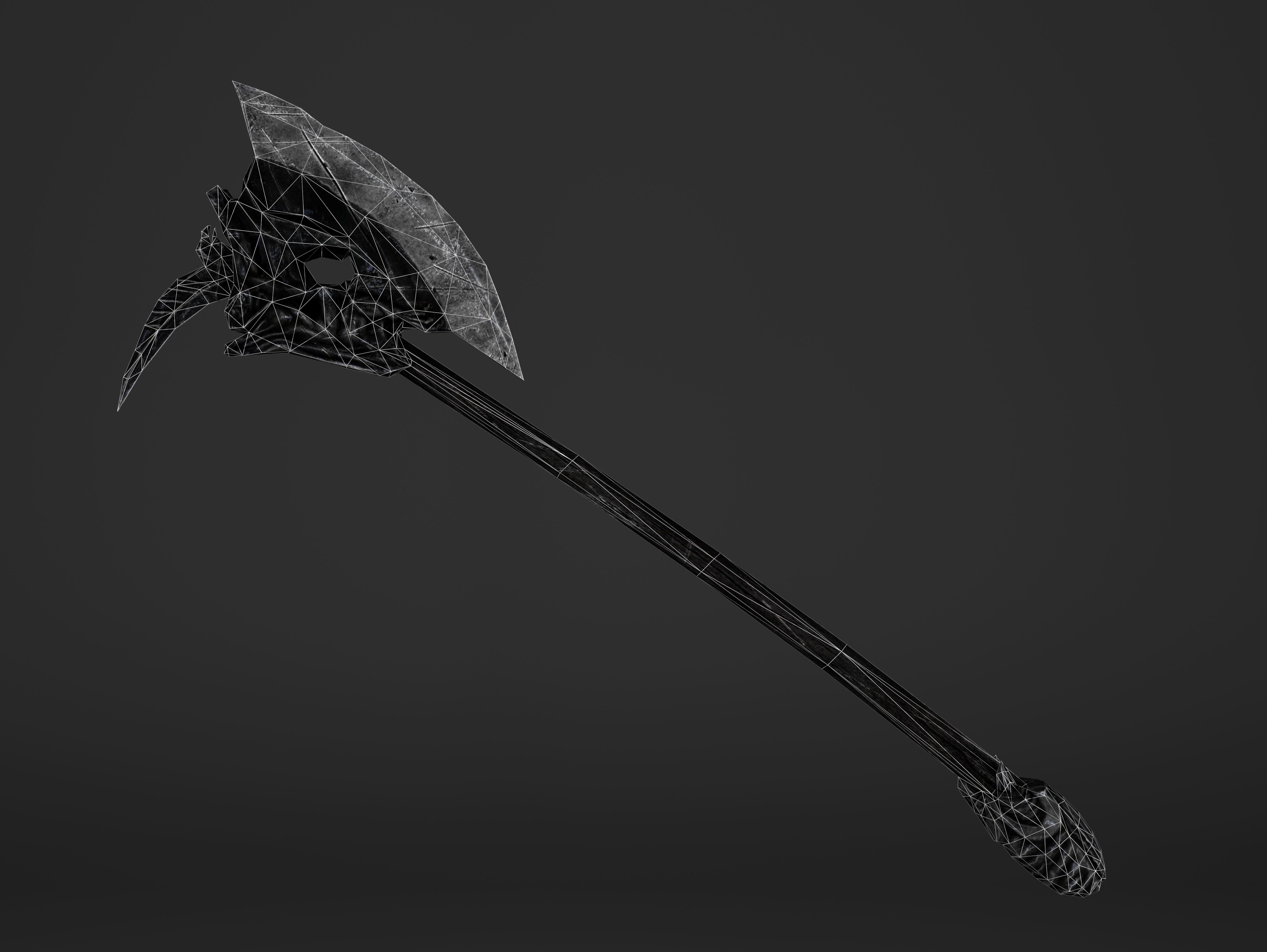 Two Handed Battleaxe Low-poly 3D model_11