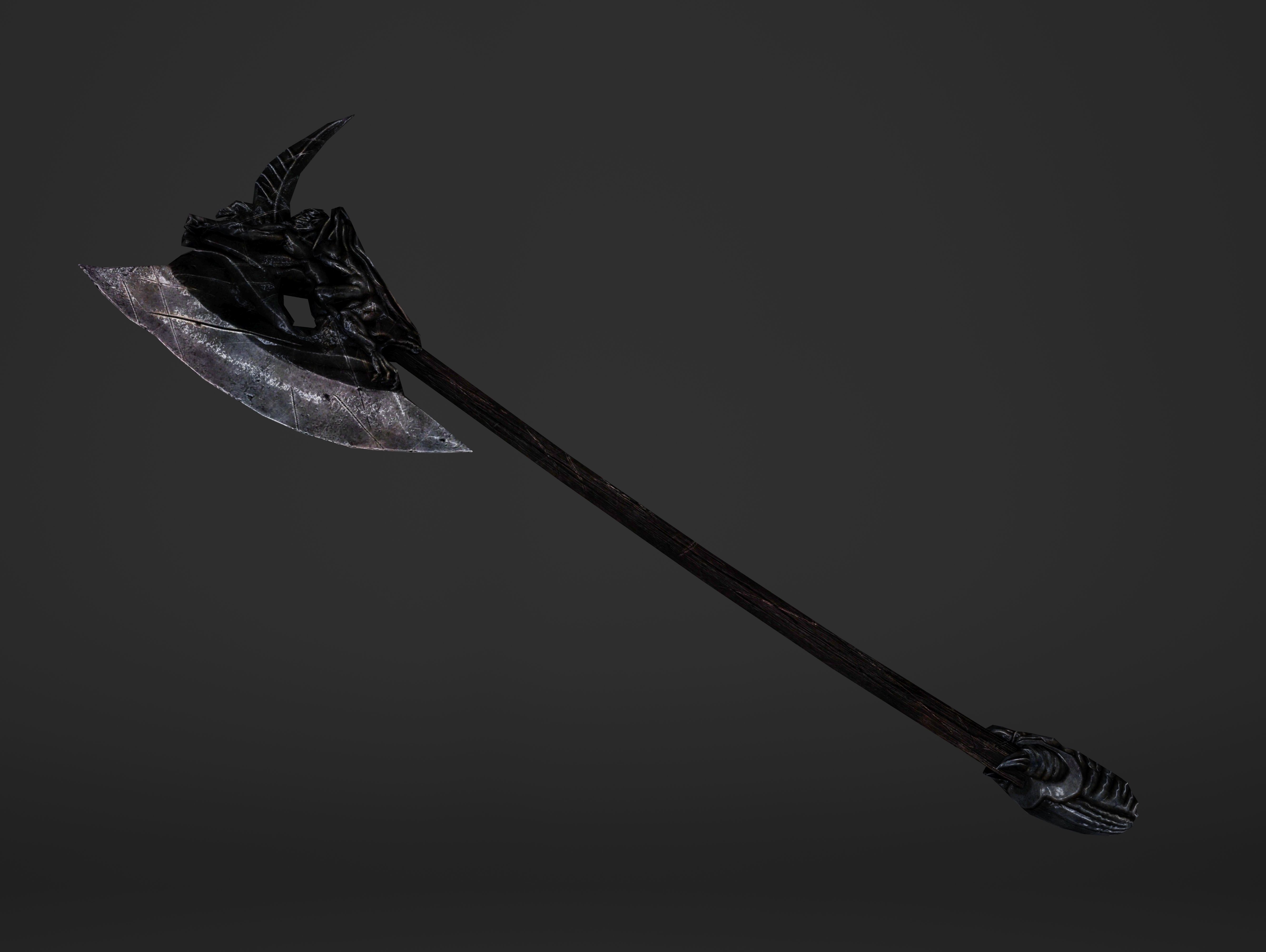 Two Handed Battleaxe Low-poly 3D model_2