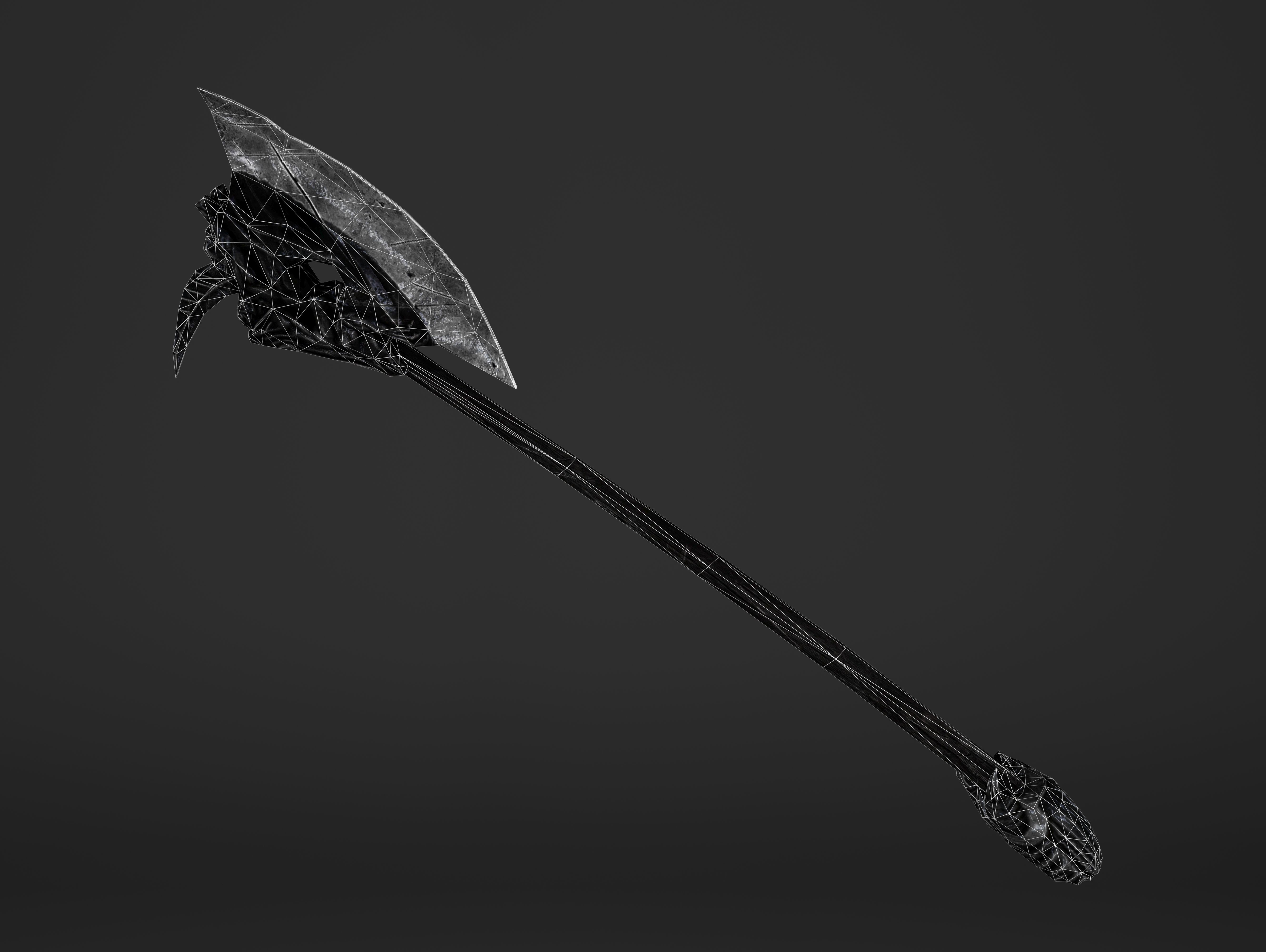 Two Handed Battleaxe Low-poly 3D model_9